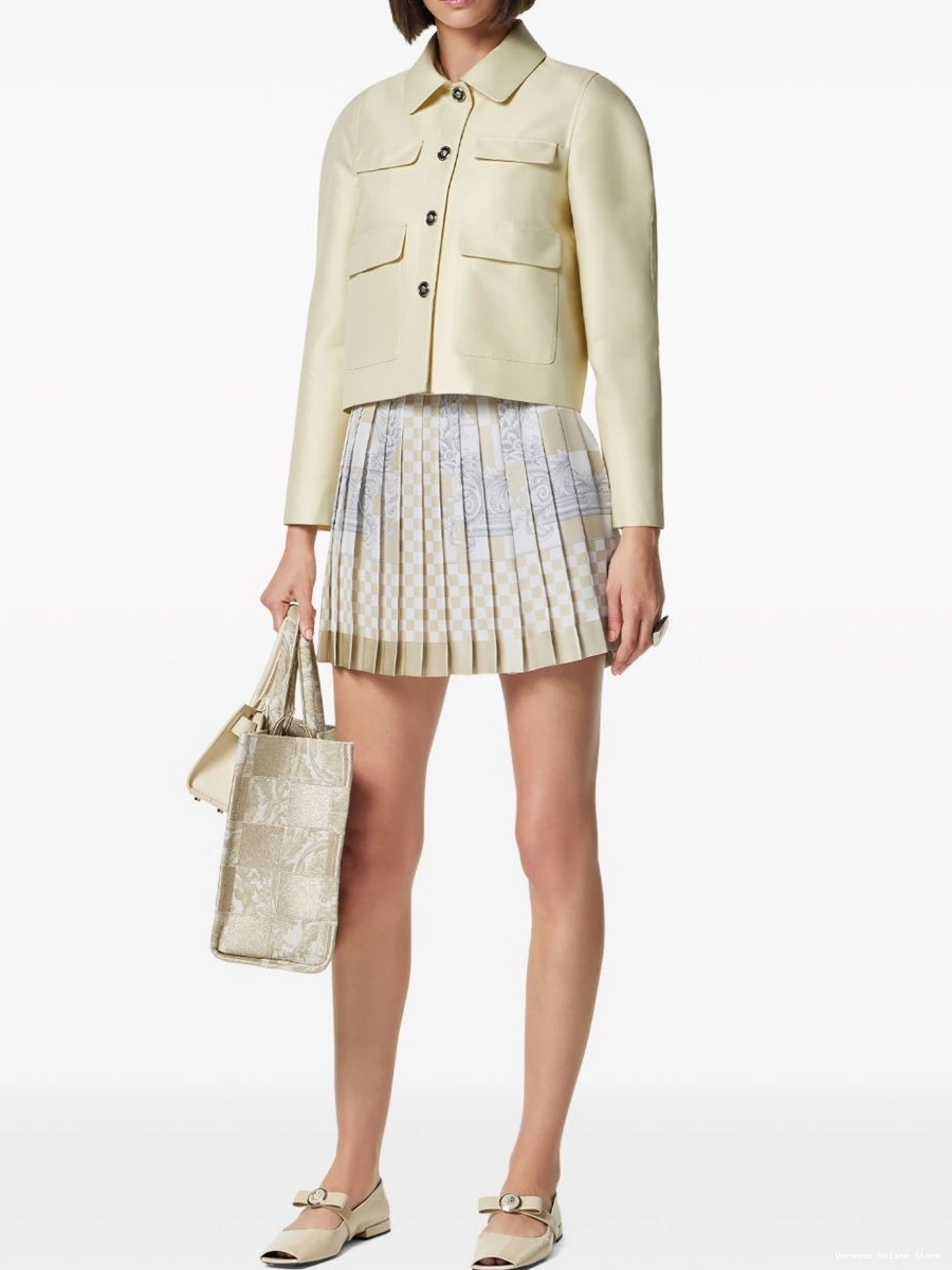 Cheap Women silk Versace Barocco checkerboard-print miniskirt 0505